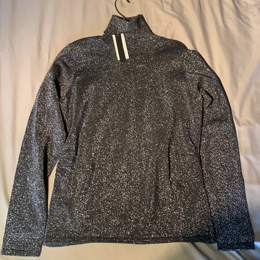 Chelsea and Theodore turtleneck sweater medium gray glittery NWT